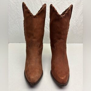 dingo Rustic Brown Leather Western Heeled Boots, wos SZ 7.5 M